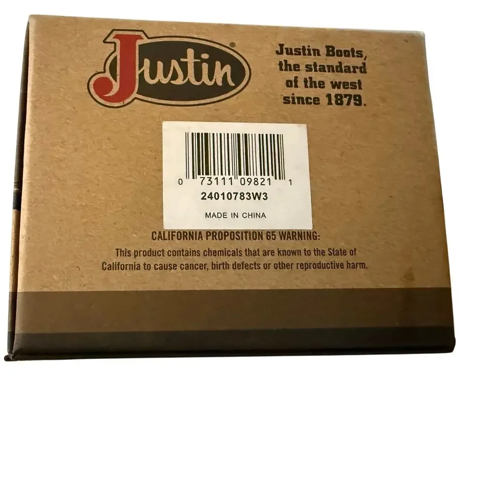 Justin Bifold Front Pocket Wallet, Brown Suede Leather, Tan Yoke & Studs, NWT